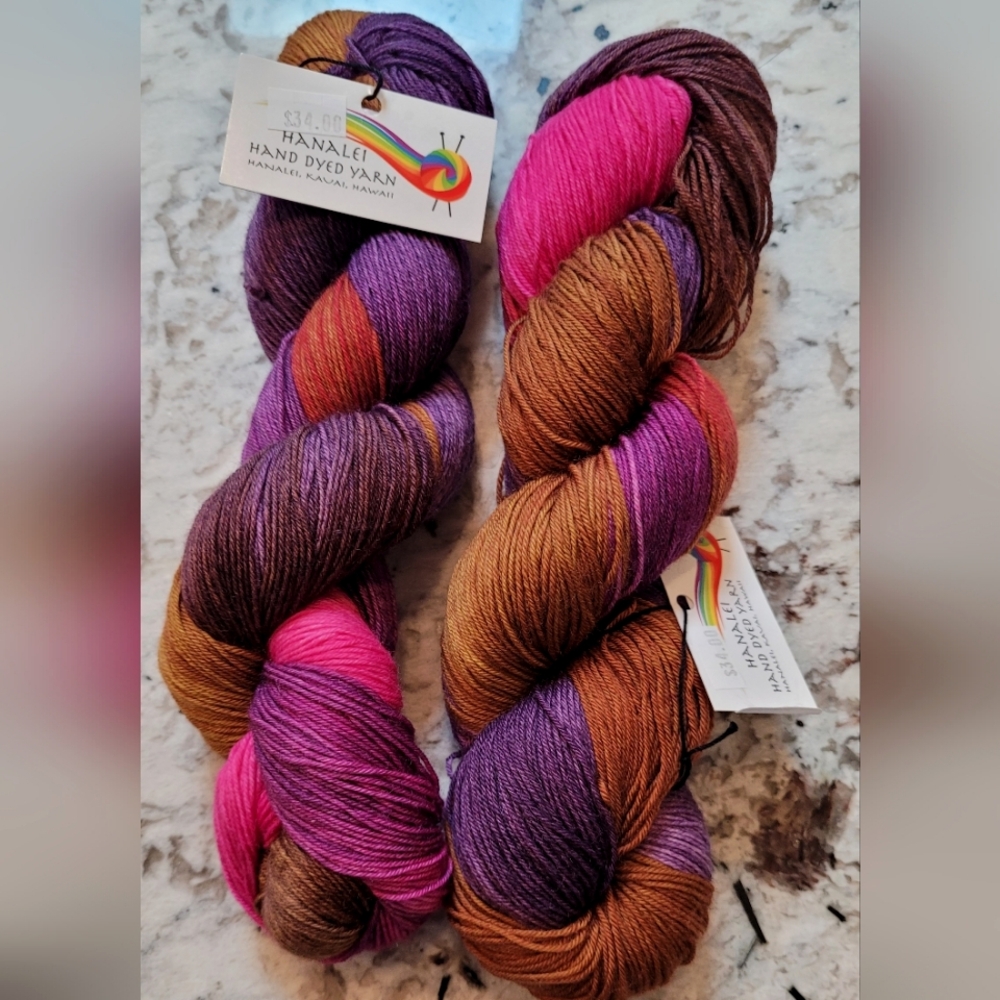 Hand dyed sock weight yarn. 2 skeins 400 yards each